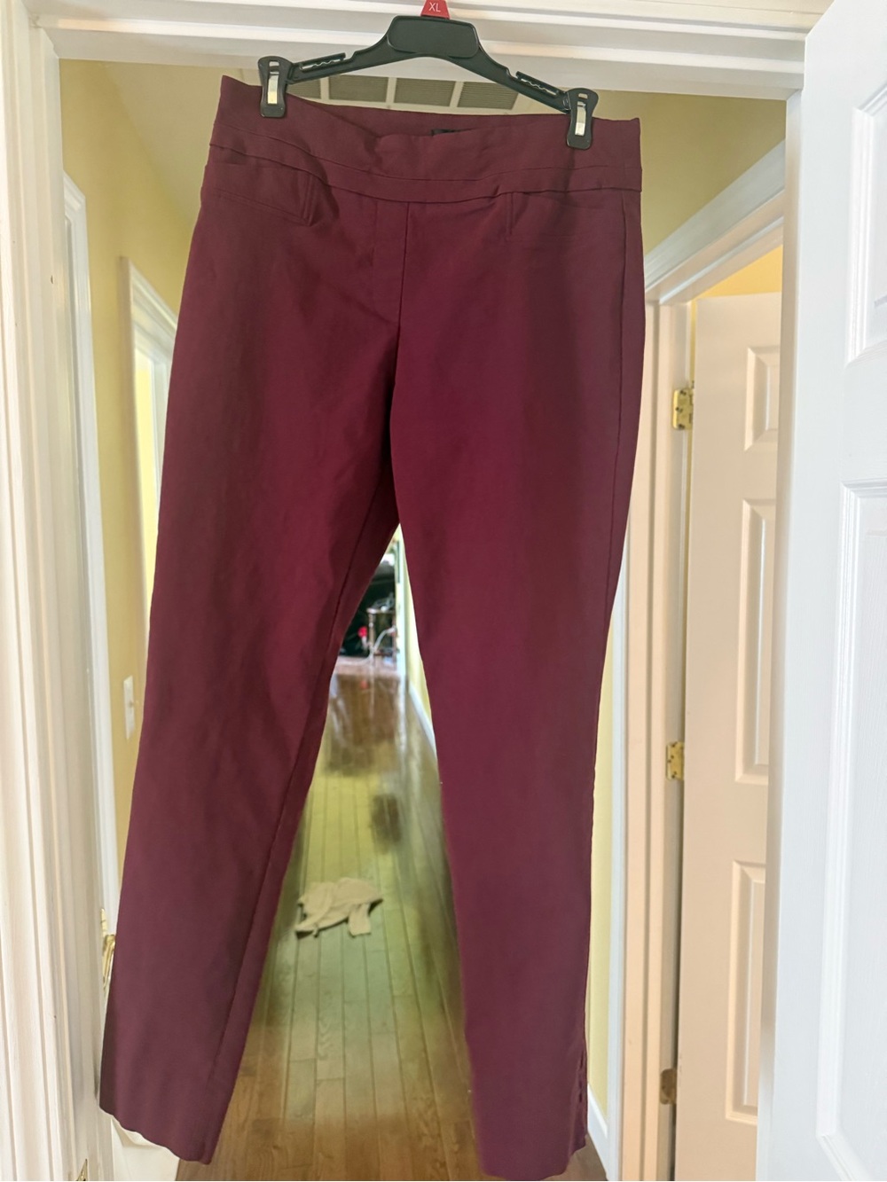 Renuar Burgundy Straight-Leg Pull-On Pants